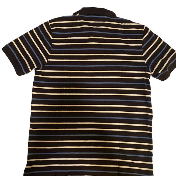 Lands End Navy White and Blue Striped Short Sleeve‎ Polo Sz L - Picture 2 of 10